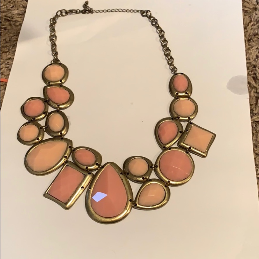 Various pink stone statement necklace